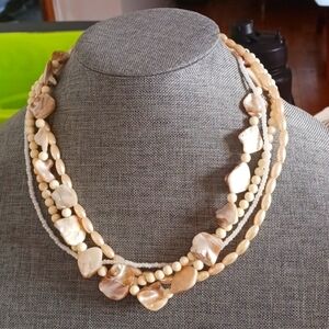 Mermaidcore Ivory Faux Pearl Necklace Multistrand - Pre-loved (20"-23)